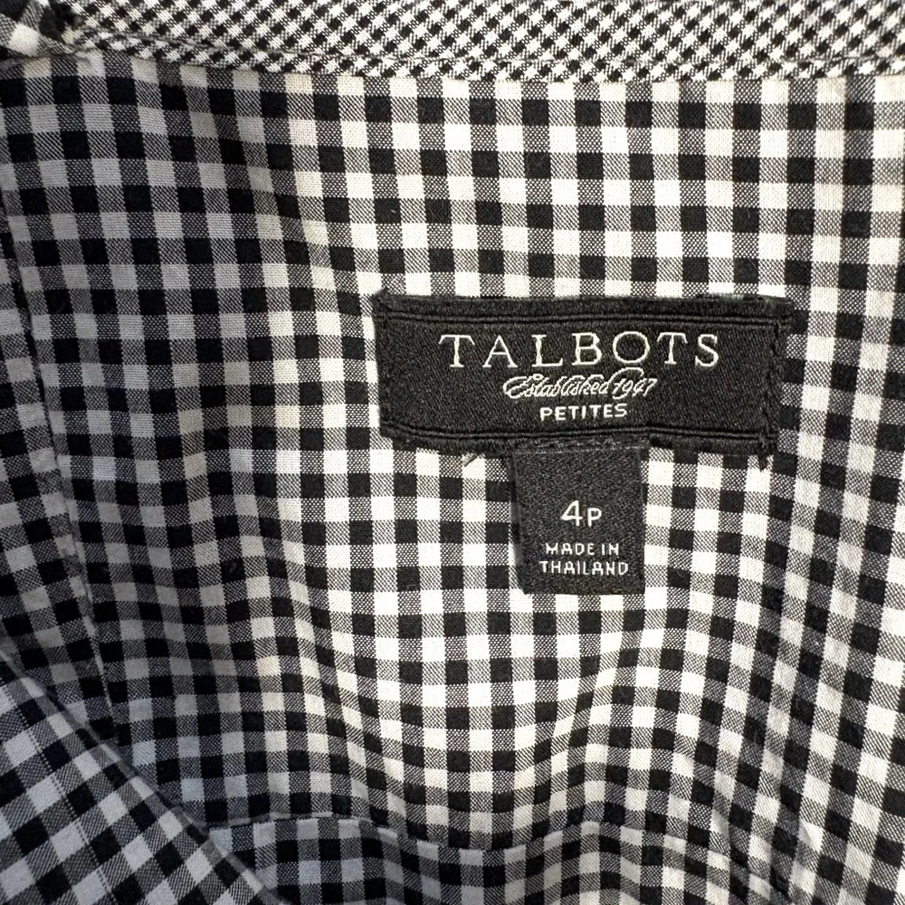 Talbots 100% Cotton Elegant Black and White Gingham Checkered Dress w/bias belt - Picture 3 of 4
